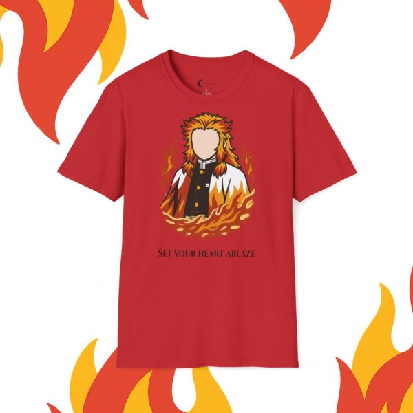 Kyōjurō Rengoku, Unisex Fire-Themed T-Shirt, Set Your Heart Ablaze Tee, Passionate Gift for Anime Fans, Motivational Casual Wear - Afbeelding 14