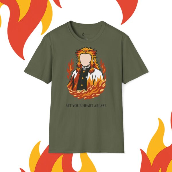 Kyōjurō Rengoku, Unisex Fire-Themed T-Shirt, Set Your Heart Ablaze Tee, Passionate Gift for Anime Fans, Motivational Casual Wear - Afbeelding 10