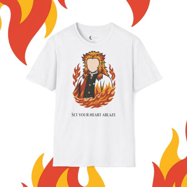 Kyōjurō Rengoku, Unisex Fire-Themed T-Shirt, Set Your Heart Ablaze Tee, Passionate Gift for Anime Fans, Motivational Casual Wear